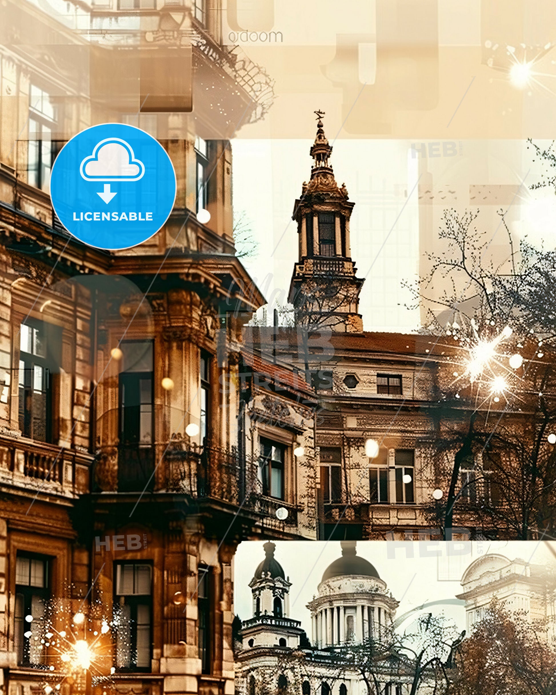 Krusevac, Serbia: City Skyline Poster Art - A building with a steeple and a tower