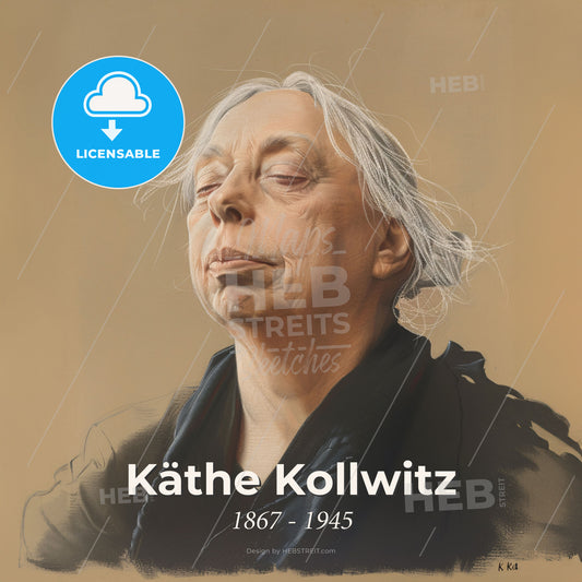 Käthe Kollwitz, 1867 - 1945, German artist - A Woman With White Hair Print Template