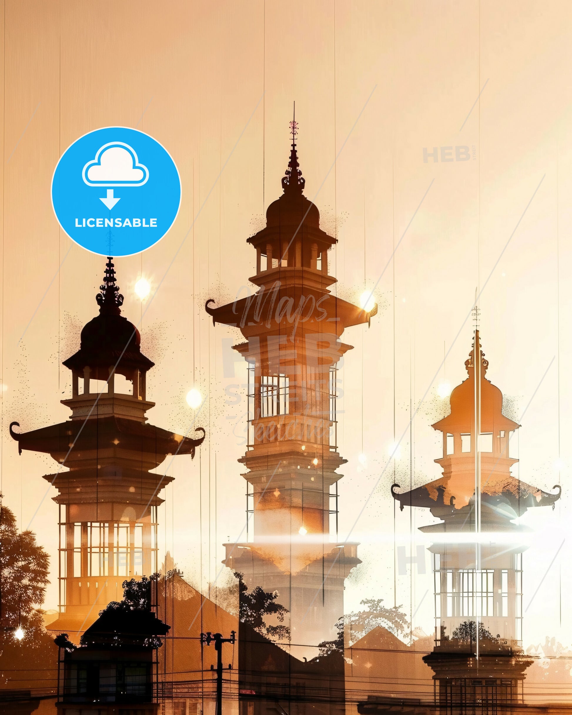 Kupang Composite Skyline Wonders - A group of tall buildings with towers