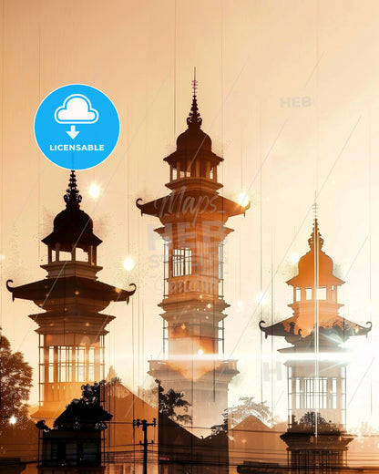 Kupang Composite Skyline Wonders - A group of tall buildings with towers