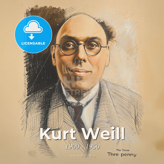 Kurt Weill, 1900 - 1950, German composer - A Man Wearing Glasses And A Suit Print Template