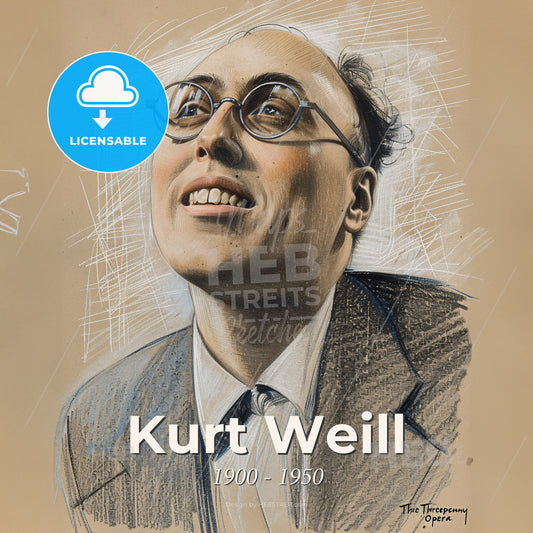 Kurt Weill, 1900 - 1950, German composer - A Drawing Of A Man Wearing Glasses Print Template