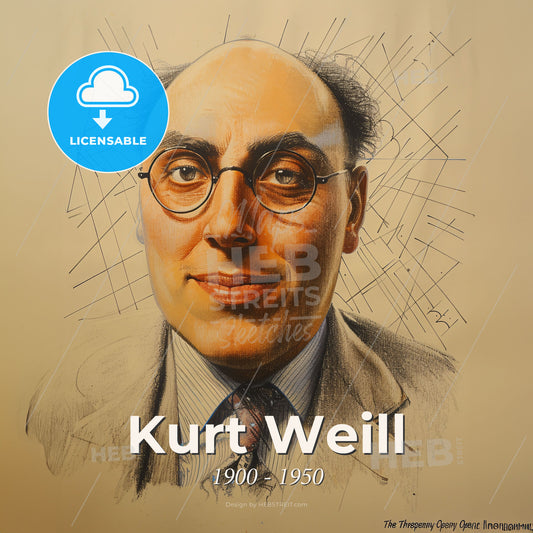 Kurt Weill, 1900 - 1950, German composer - A Man Wearing Glasses And A Suit Print Template