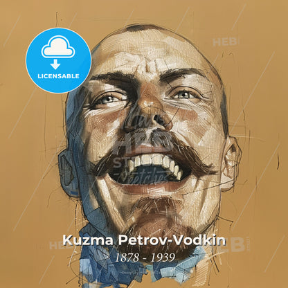 Kuzma Petrov-Vodkin, 1878 - 1939, Russian painter and writer - A Drawing Of A Man With A Mustache Print Template