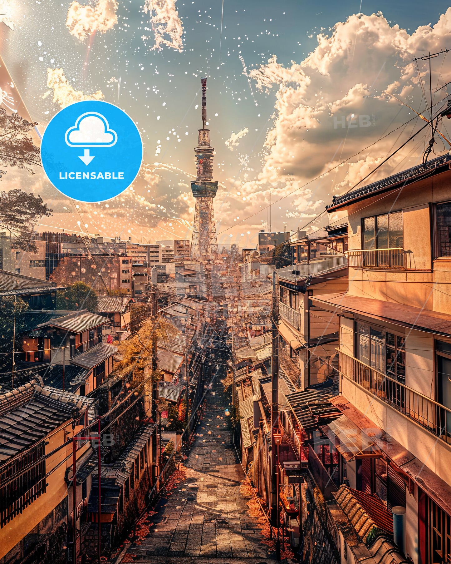 Kyoto Nightfall: Lights and Colors of Japan - A city with a tower in the distance