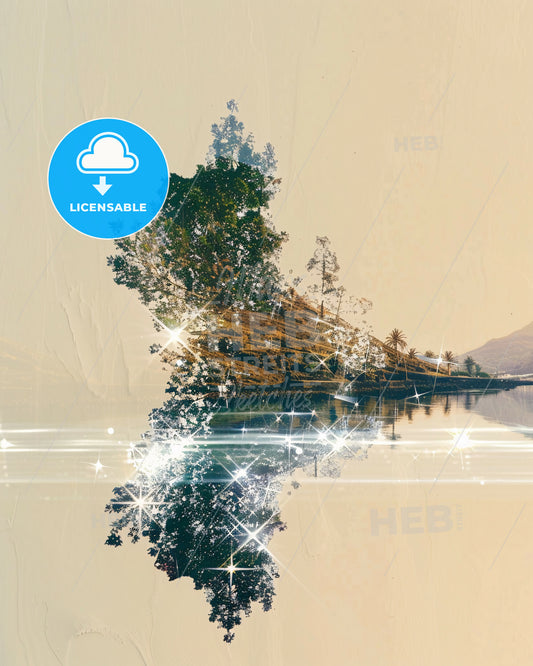 La Gomera Skyline Art Poster - A tree on a body of water