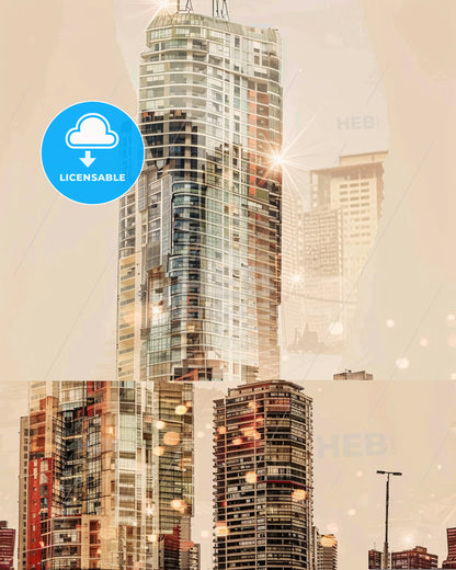 La Plata Cityscape Sparkle Composite Art - A tall building with many windows