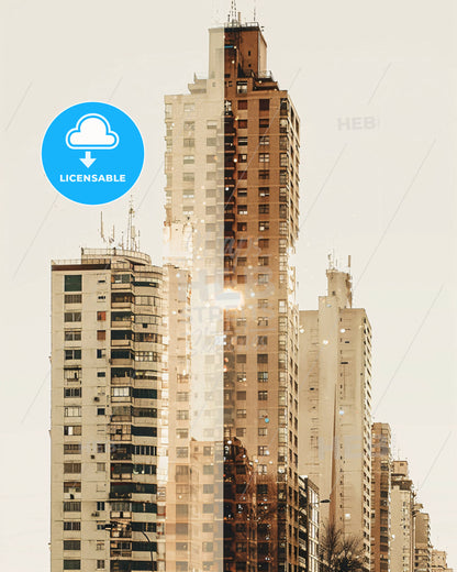 La Plata City Skyline Poster: Local Icons Double Exposure - A group of tall buildings