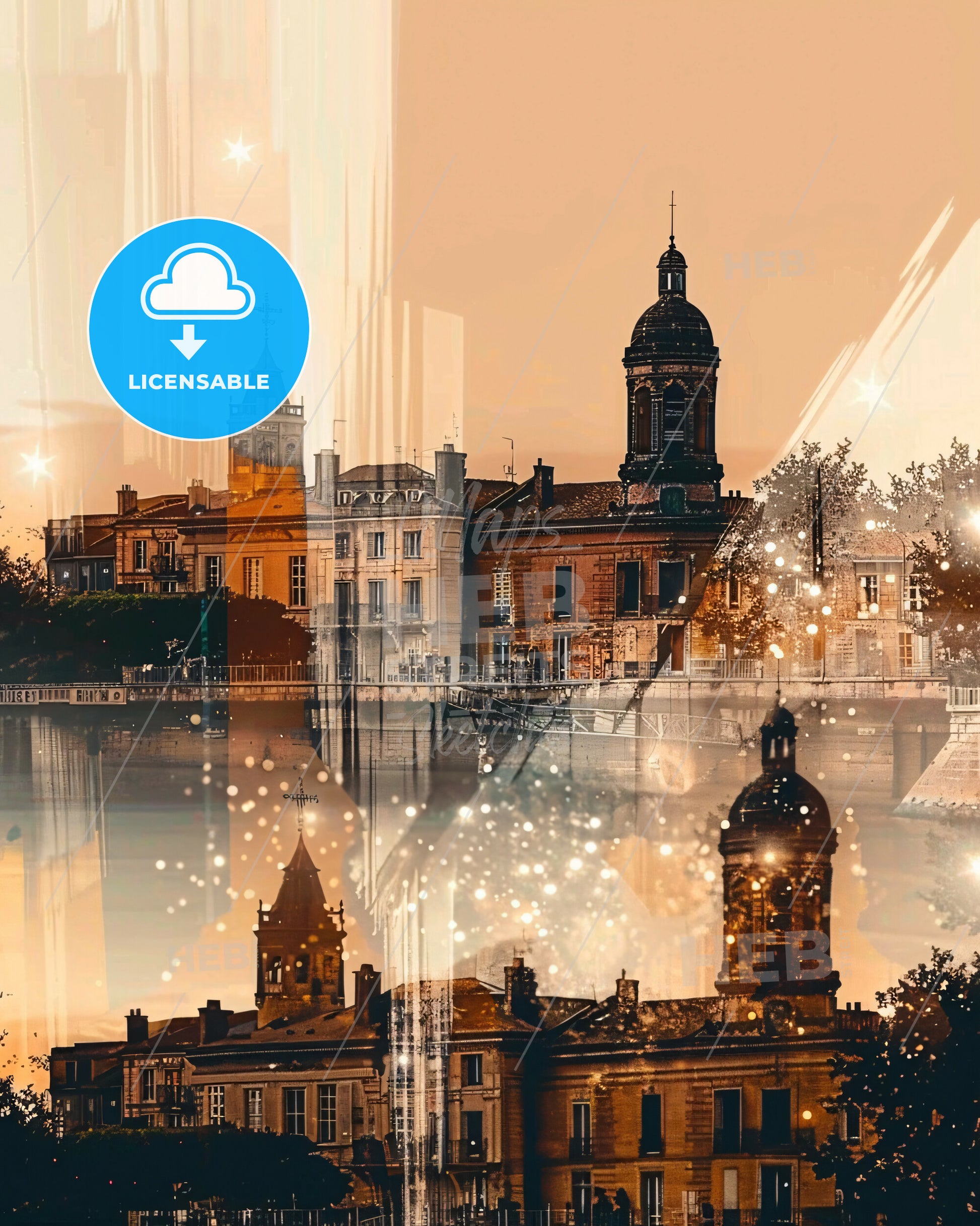 La Rochelle Skyline Silhouette Poster - A city with buildings and a body of water