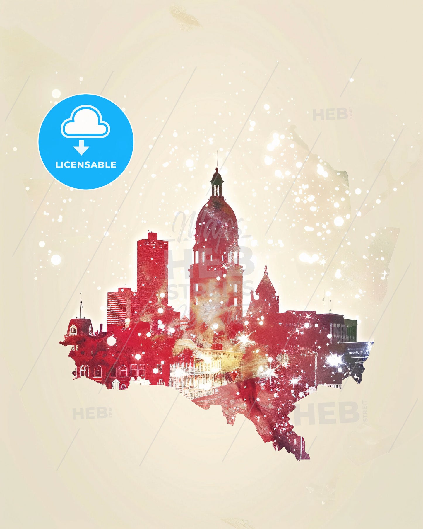 Lafayette City Skyline Minimalist Poster Art - A map of the united states with a city skyline