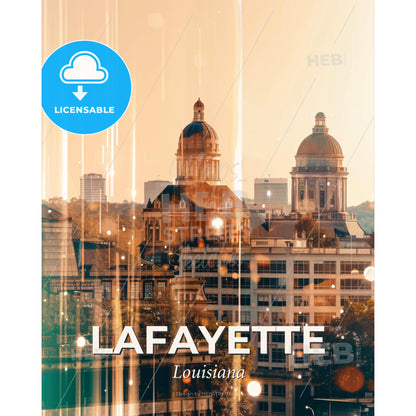Lafayette Louisiana City Art Poster Skyline Icons - A building with a dome on top - Square format print template