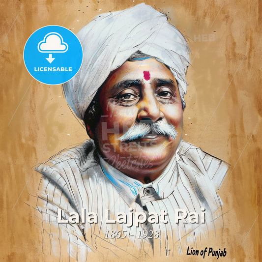 Lala Lajpat Rai, 1865 - 1928, Indian freedom fighter - A Man With A White Turban And A Mustache Print Template