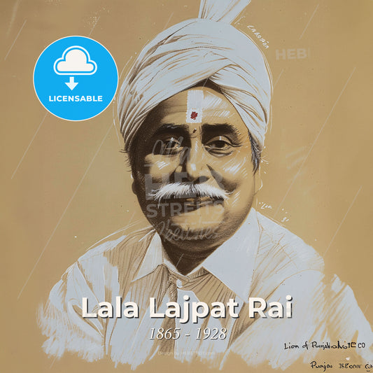 Lala Lajpat Rai, 1865 - 1928, Indian freedom fighter - A Man With A Mustache And A Turban Print Template