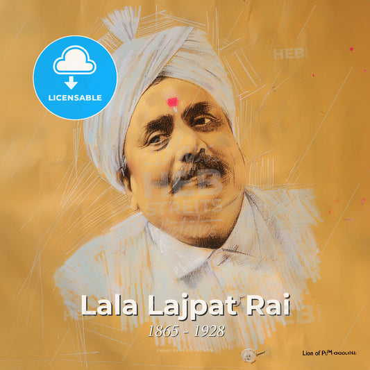Lala Lajpat Rai, 1865 - 1928, Indian freedom fighter - A Man With A Turban On A Yellow Background Print Template