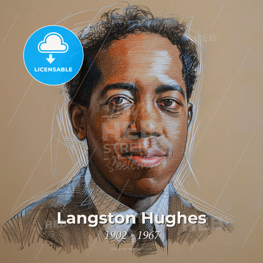 Langston Hughes, 1902 - 1967, American poet - A Drawing Of A Man Print Template