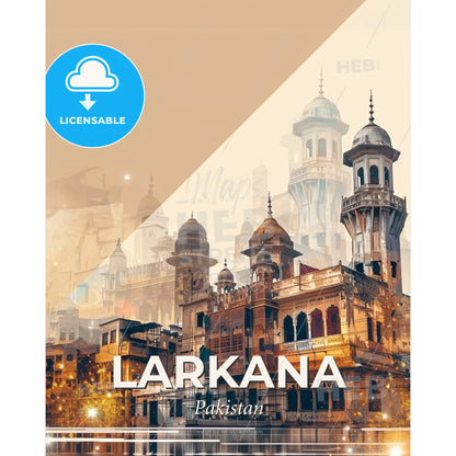 Larkana Skyline Architecture Composite Poster - A city with a building - Square format print template