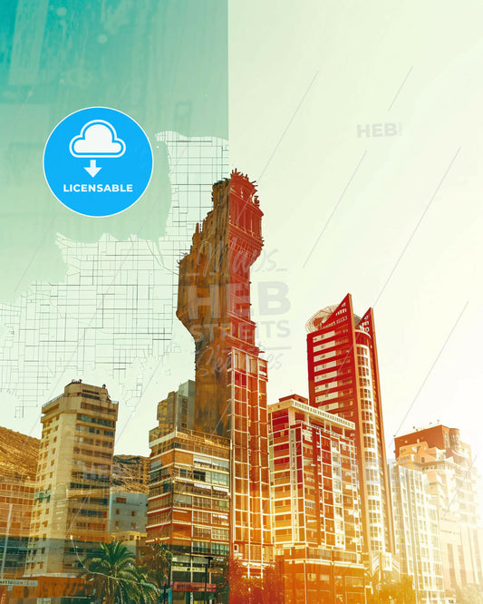 Las Palmas de Gran Canaria Skyline Silhouette Poster - A city skyline with a tall tower