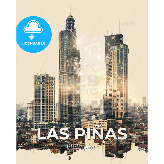 Las Piñas Skyline Composite Art - A city with tall buildings - Square format print template