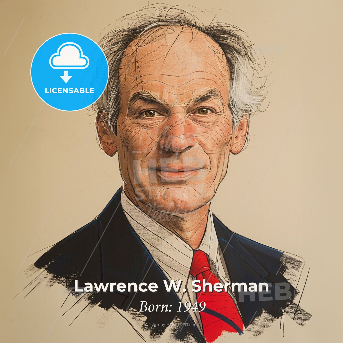 Lawrence W. Sherman, Born: 1949, American criminologist - A Drawing Of A Man In A Suit And Tie Print Template