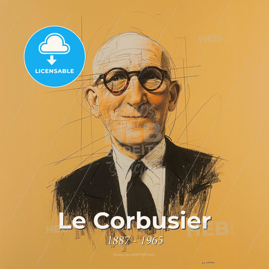 Le Corbusier, 1887 - 1965, Swiss-French architect - A Man Wearing Glasses And A Suit Print Template