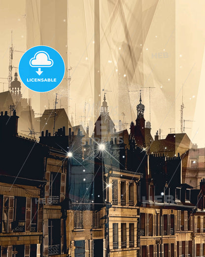 Le Tampon Skyline Cityscape Composite Art Poster - A city skyline with many buildings