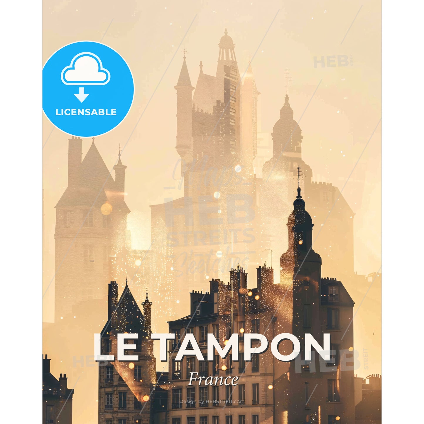Le Tampon Minimalist Skyline Poster - A city skyline with many buildings - Square format print template
