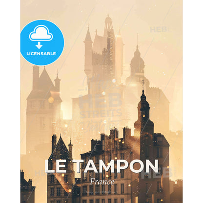 Le Tampon Minimalist Skyline Poster - A city skyline with many buildings - Square format print template