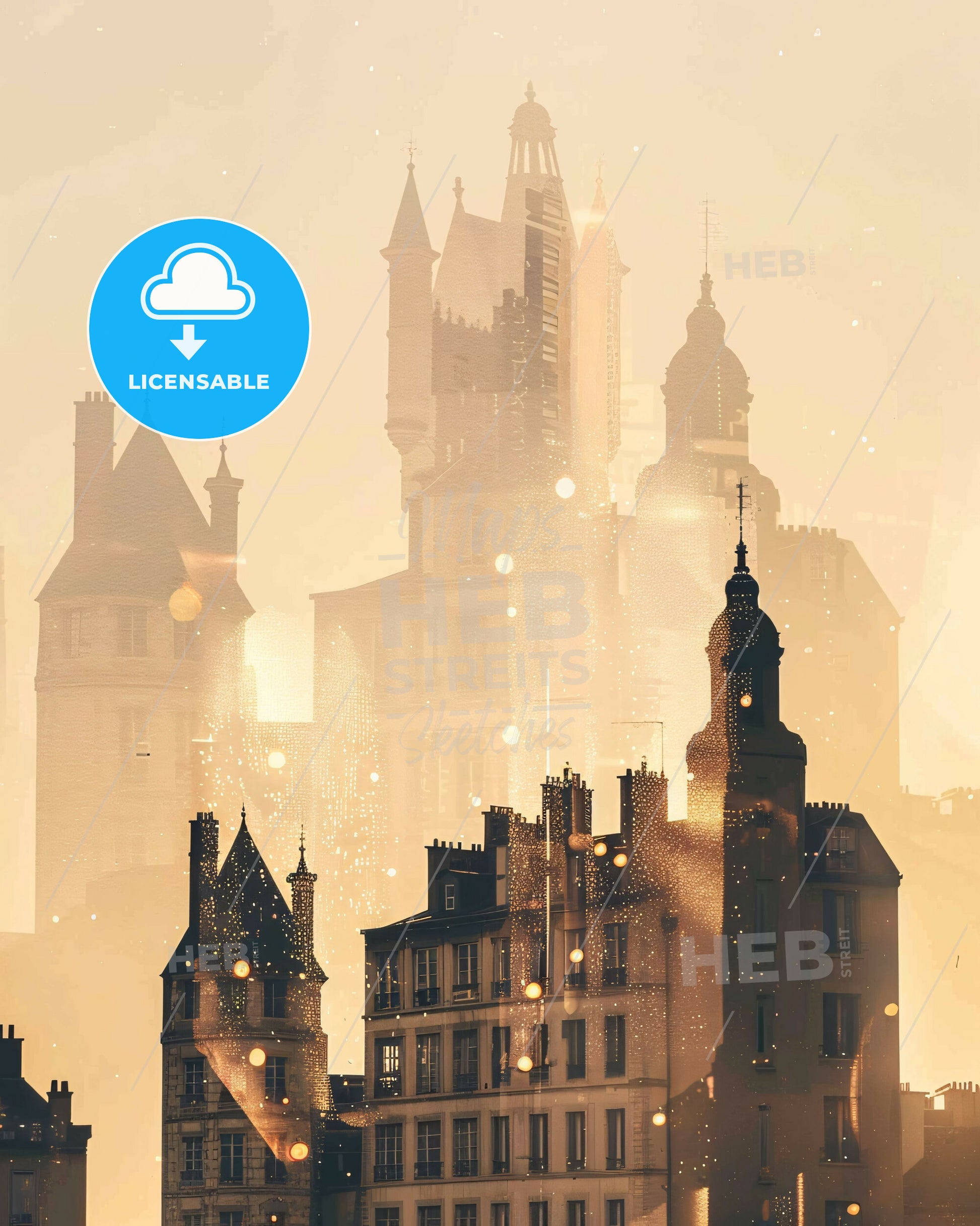 Le Tampon Minimalist Skyline Poster - A city skyline with many buildings