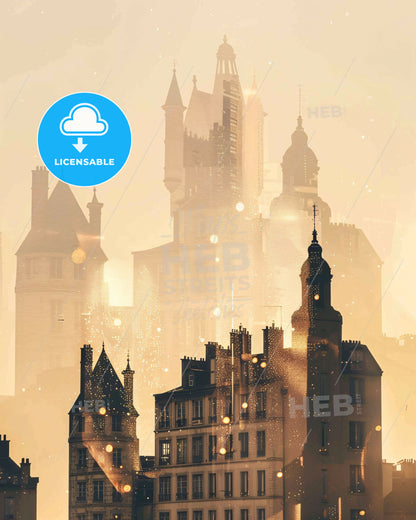 Le Tampon Minimalist Skyline Poster - A city skyline with many buildings