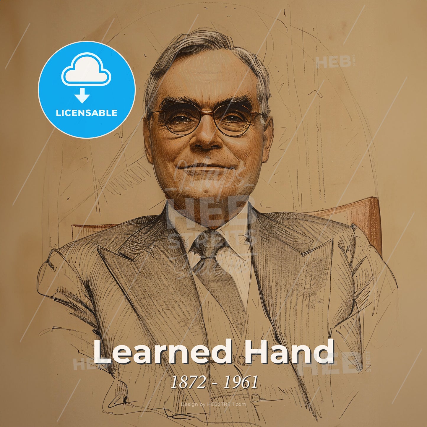 Learned Hand, 1872 - 1961, American judge - A Drawing Of A Man Print Template