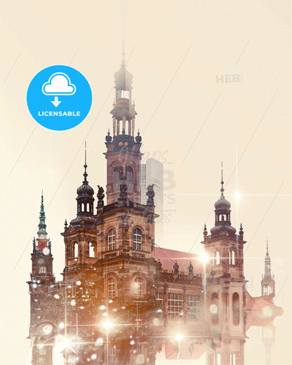 Leipzig Skyline Poster: City Icons in Silhouette - A building with towers and spires