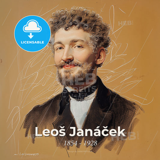 Leoš Janáček, 1854 - 1928, Czech composer - A Man With A Beard Print Template