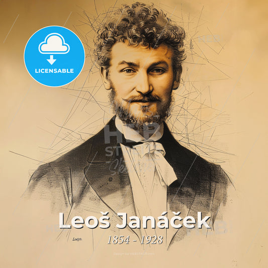 Leoš Janáček, 1854 - 1928, Czech composer - A Portrait Of A Man Print Template