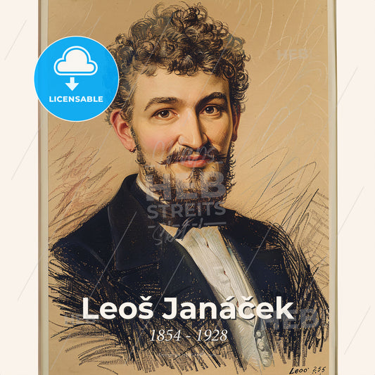 Leoš Janáček, 1854 - 1928, Czech composer - A Portrait Of A Man Print Template
