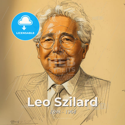 Leo Szilard, 1898 - 1964, Hungarian-American physicist - A Drawing Of A Man Wearing Glasses Print Template