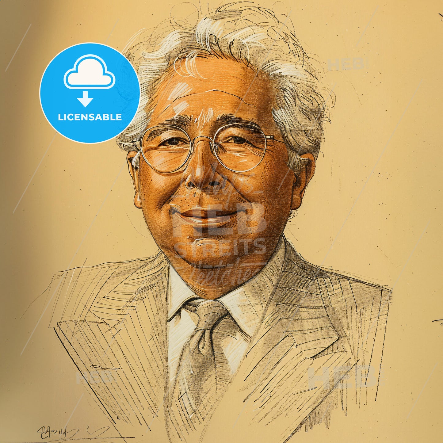 Leo Szilard, 1898 - 1964, Hungarian-American physicist - A Drawing Of A Man Wearing Glasses