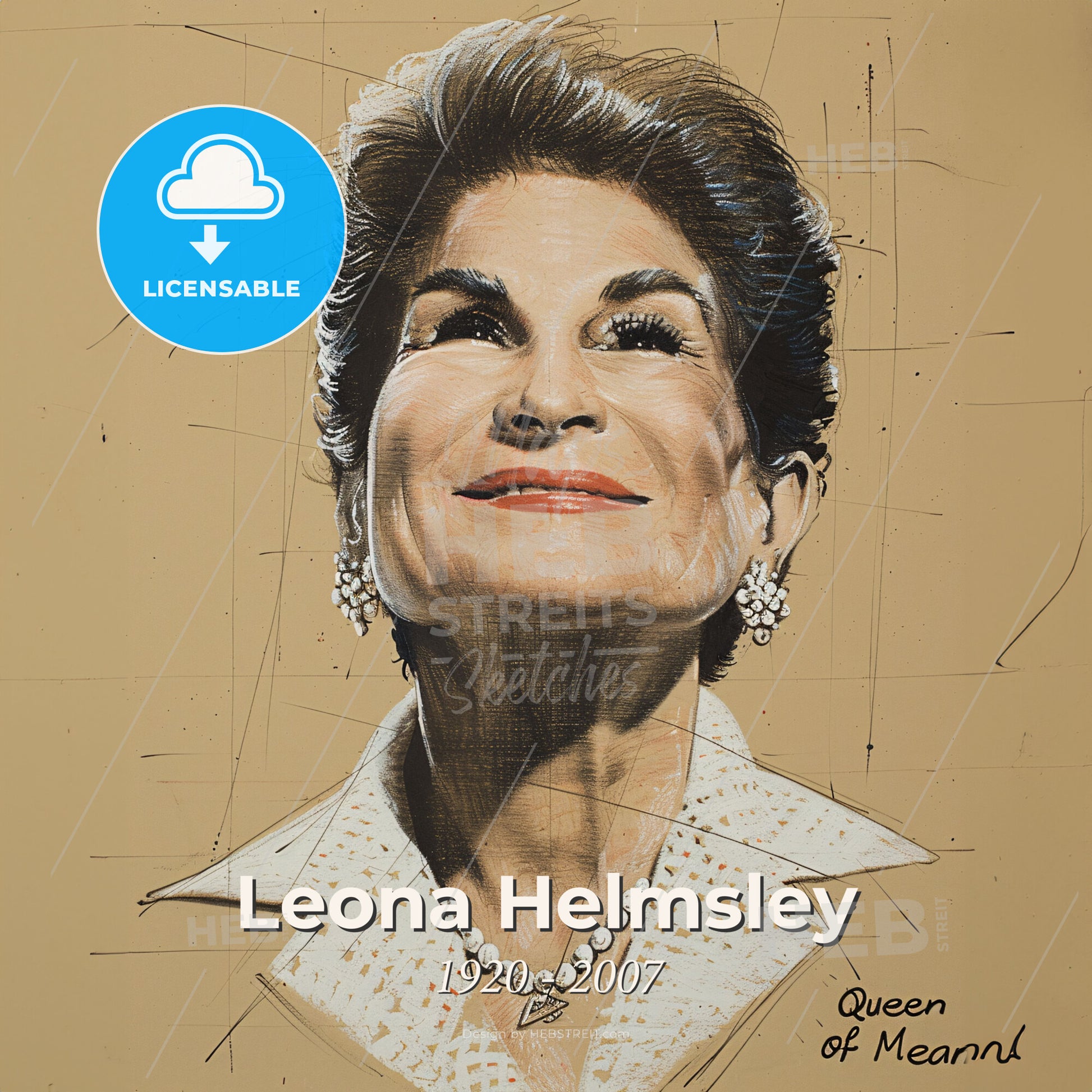 Leona Helmsley, 1920 - 2007, American hotelier - A Woman With Short Hair Wearing A White Shirt And A Necklace Print Template