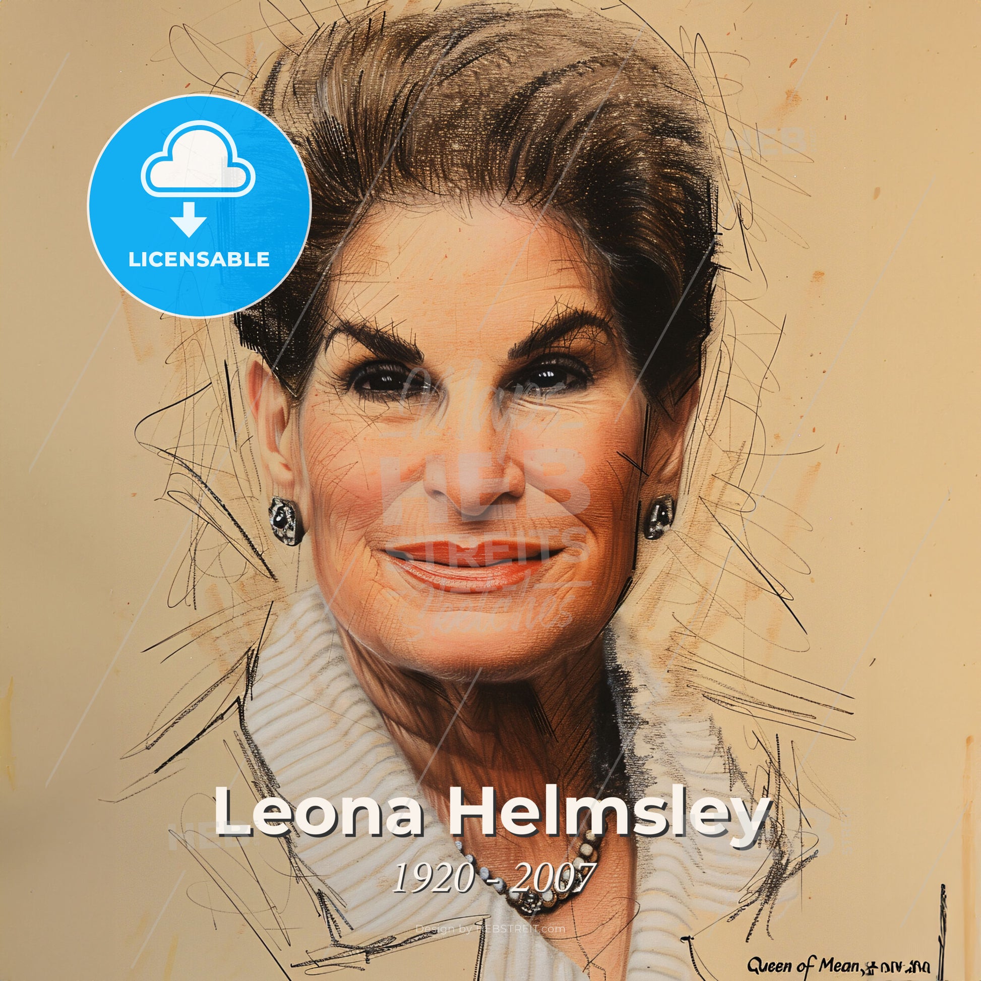 Leona Helmsley, 1920 - 2007, American hotelier - A Woman With Short Hair Wearing A White Sweater And Earrings Print Template