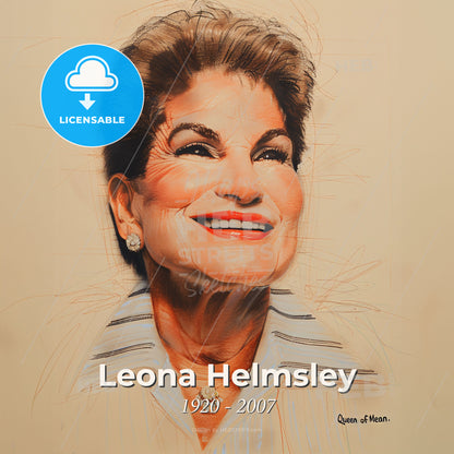 Leona Helmsley, 1920 - 2007, American hotelier - A Woman Smiling With Short Hair Print Template