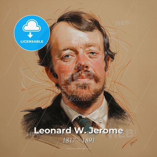 Leonard W. Jerome, 1817 - 1891, American financier - A Drawing Of A Man With A Mustache Print Template