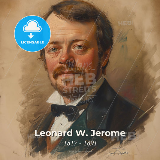 Leonard W. Jerome, 1817 - 1891, American financier - A Man With A Mustache And A Bow Tie Print Template