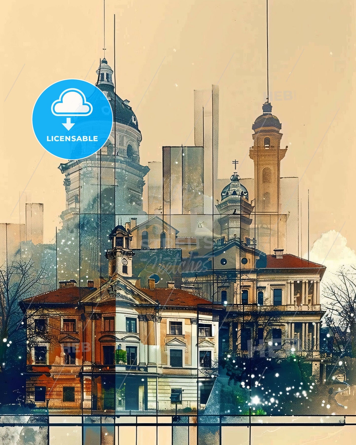 Leskovac, Serbia, Stunning Cityscape Poster - A building with towers and towers