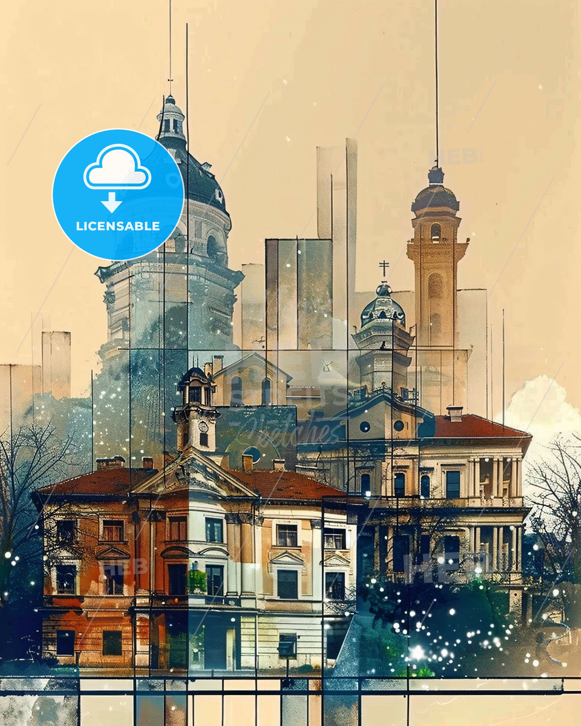 Leskovac, Serbia, Stunning Cityscape Poster - A building with towers and towers