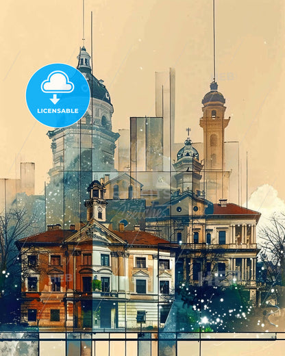 Leskovac, Serbia, Stunning Cityscape Poster - A building with towers and towers