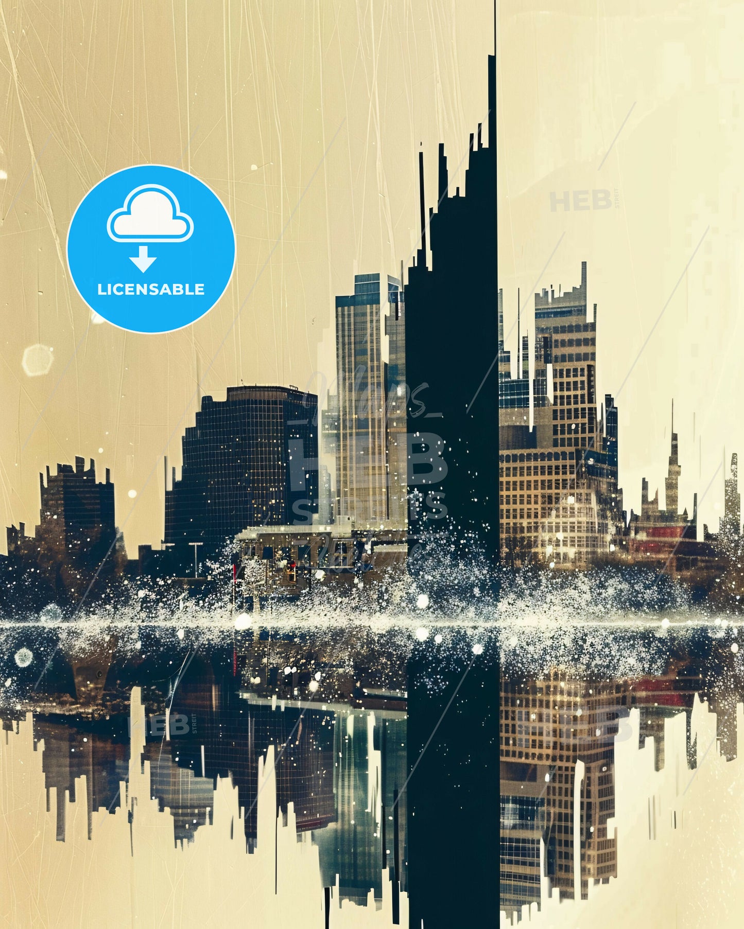 Lewisville: Urban Art with Local Charm - A city skyline with water and a reflection of a city