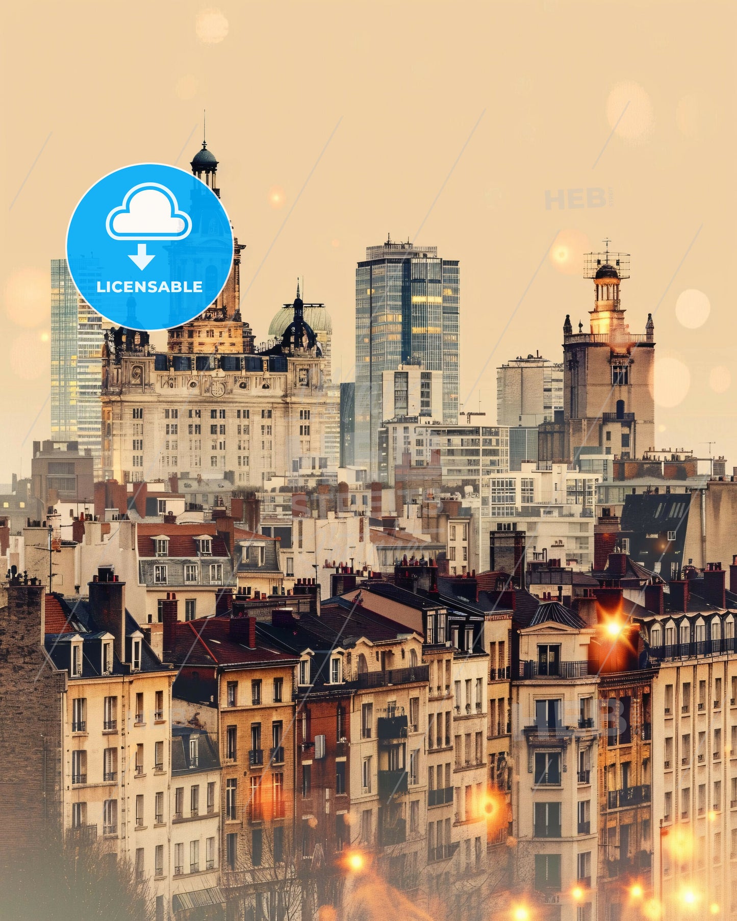 Lille: Iconic Cityscape Double Exposure Art - A city with many buildings