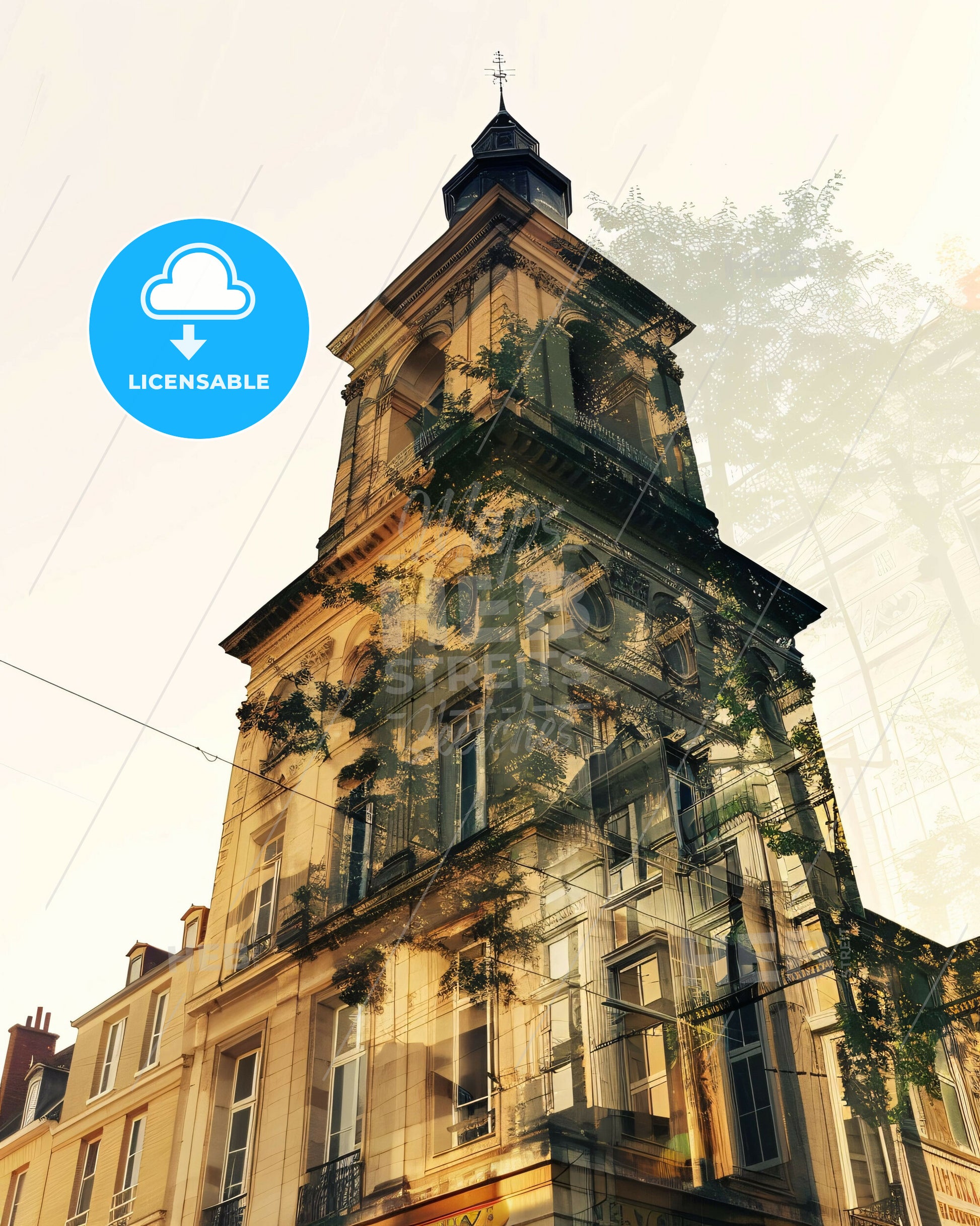 Lille Skyline Art: Iconic Composite Poster - A building with a bell tower