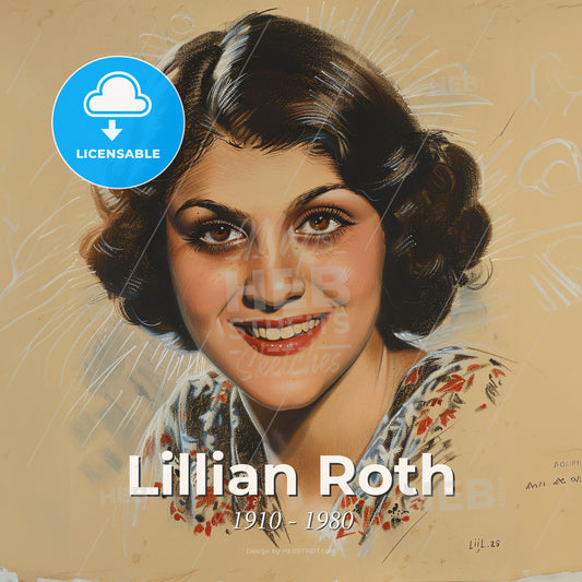 Lillian Roth, 1910 - 1980, American singer and actress - A Woman Smiling With Short Brown Hair Print Template
