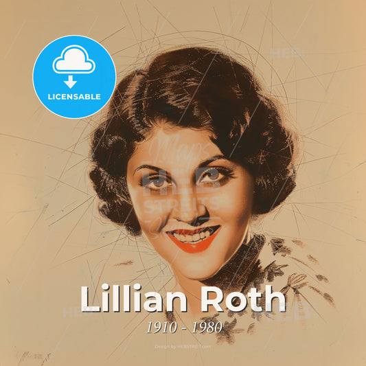 Lillian Roth, 1910 - 1980, American singer and actress - A Woman Smiling At The Camera Print Template