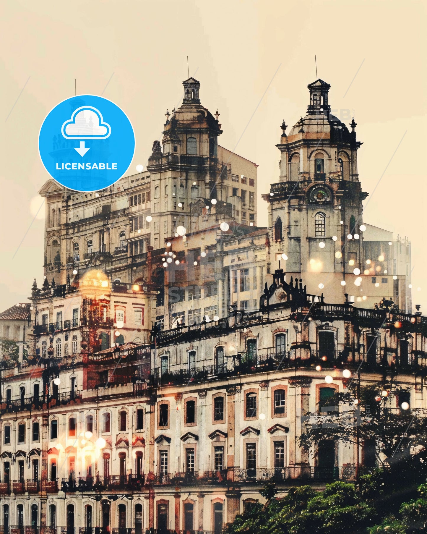 Limeira Urban Skyline Composite Art Print - A large building with many towers